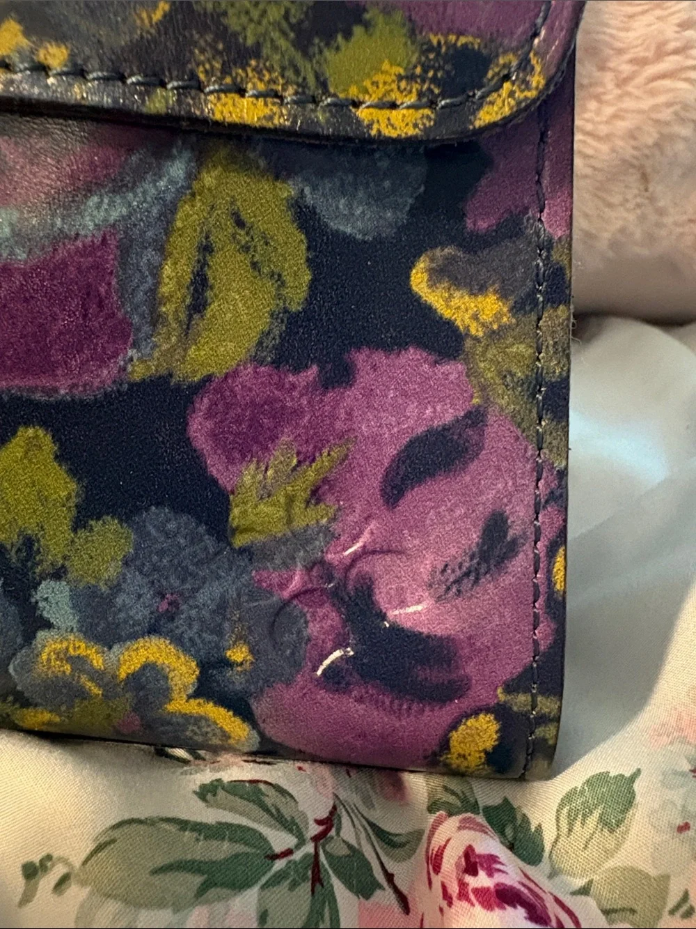 Patricia Nash Floral Painted Leather Top-Handle Bag in Black, Purple, Yellow